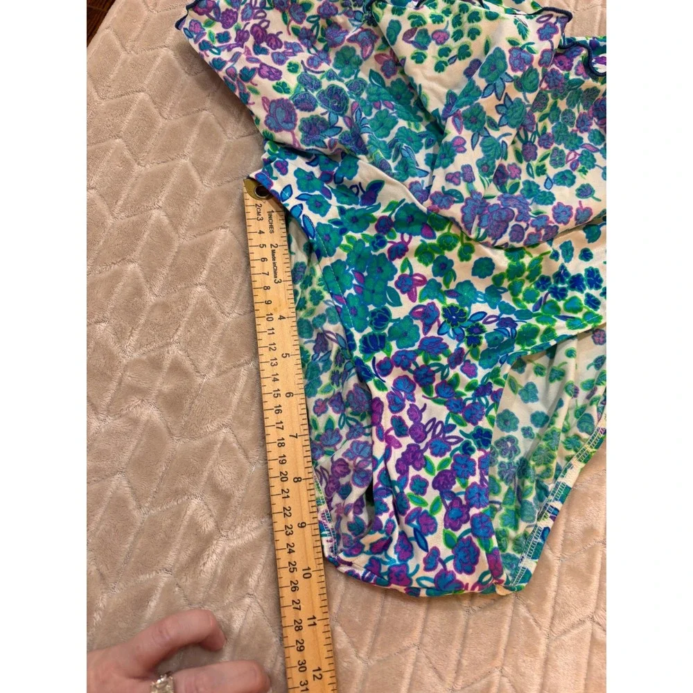 NWT Gabar Vtg Swimsuit 12 Skirted One Piece Floral Grandmillenial Cottagecore